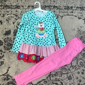Ric Rac Ruffles Christmas polar bear outfit - only worn once - size 7